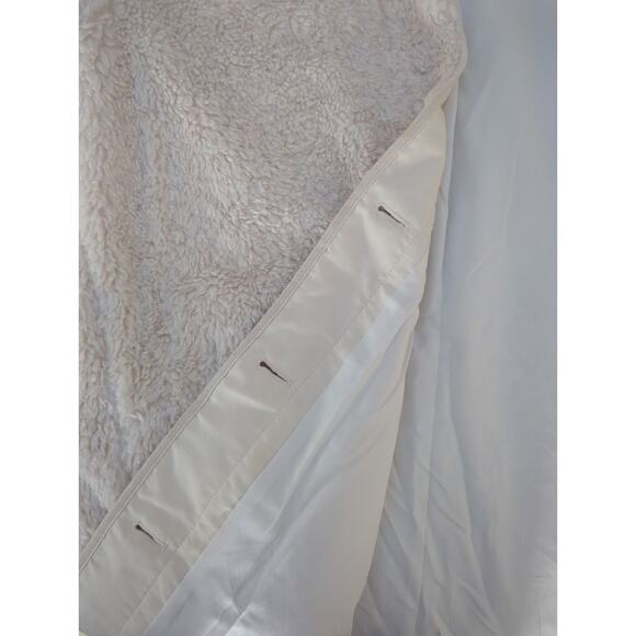 LOFT Ivory Lightweight Funnel Neck Deep Pile Sherpa Fleece Coat Women Size M - Picture 5 of 8